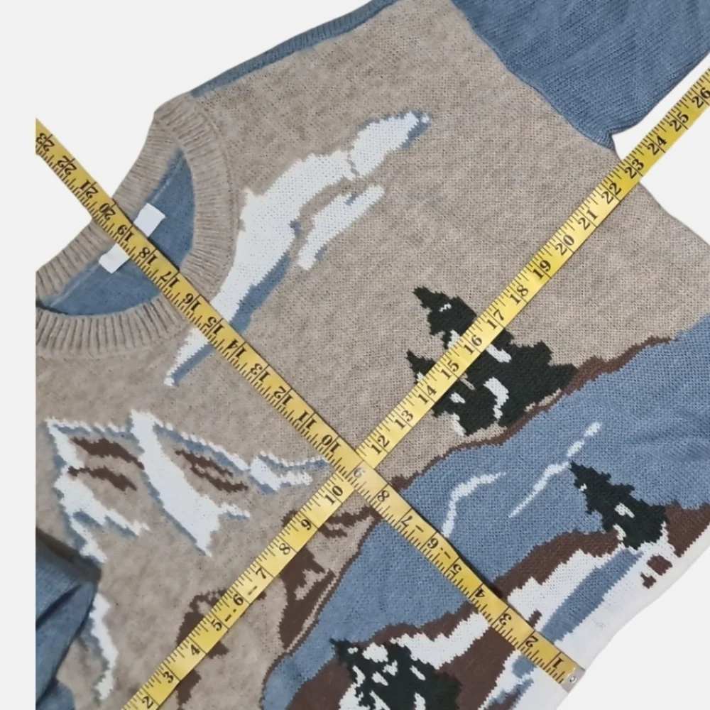 Madden NYC Scenic Landscape Cropped Pullover Sweater Size 2XL